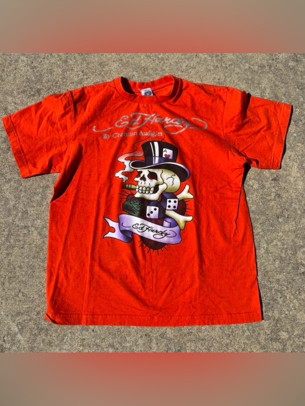 Men’s Y2K Ed Hardy Orange graphic Tee